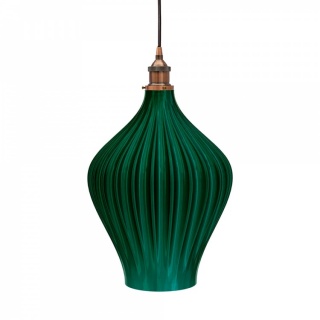 Persian Fluted Orbicular Emerald Green Pendant Light